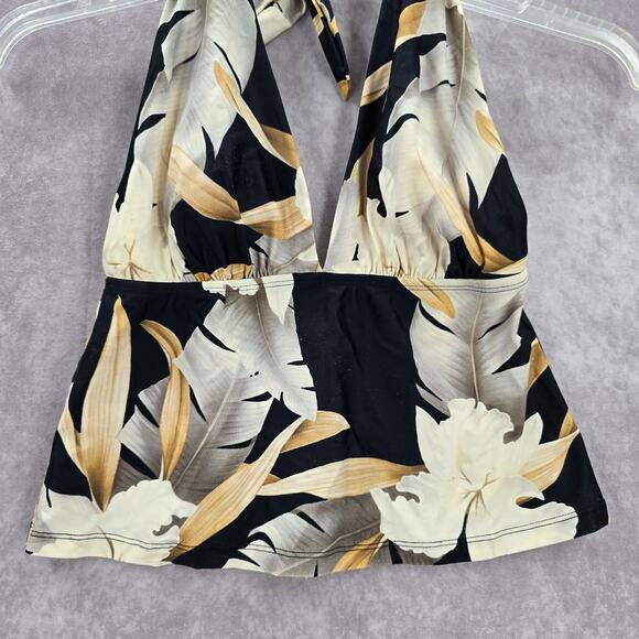 Sessa Black Floral Halter Padded Swimwear Tankini Tank Top Medium M 8 - Picture 4 of 7
